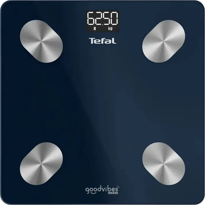 Tefal BM9720F0 Goodvibes Life+ Smart Body Scale, Bluetooth Connectivity, 15 Health Parameters including BMI and Body Fat, Tempered Glass, 180 kg Max