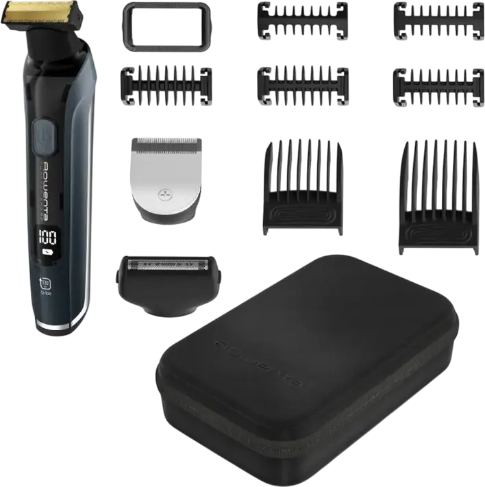 Rowenta Forever Sharp Ultimate TN6204E0 3-in-1 Trimmer, Shaver & Contourer, Titanium Coated Self-Sharpening Blades, Li-ion Battery, 18 Length Settings
