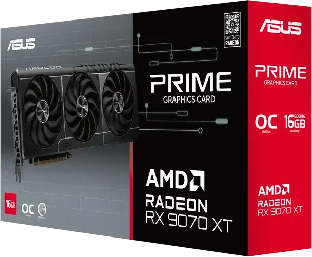 Placă Video ASUS Prime Radeon RX 9070 XT OC Edition PRIME-RX9070XT-O16G, 16GB GDDR6, Navi 48, Răcire cu 3 ventilatoare, PCI-E 5.0, DisplayPort 2.1, HDMI 2.1