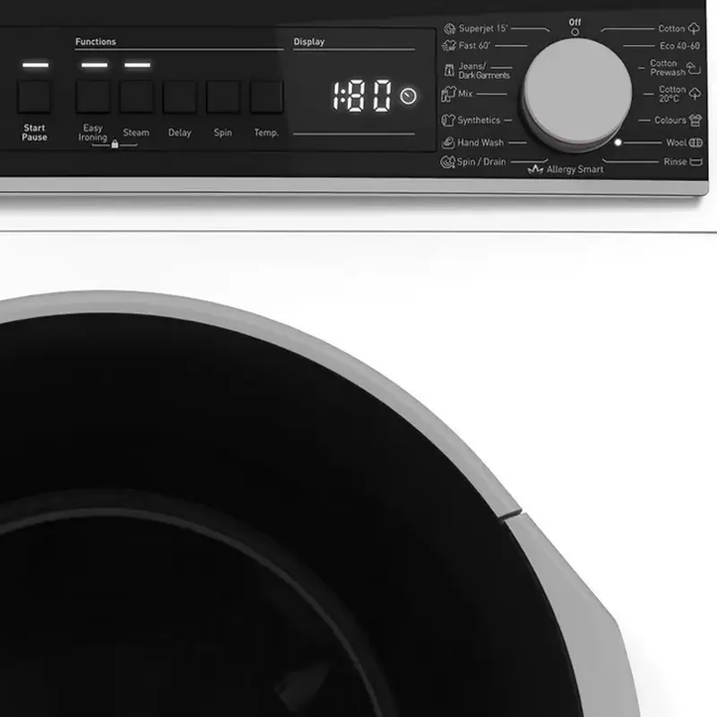 Sharp ES-NFA914BWNA-EE Front Load Washing Machine, 9kg Capacity, 1400 RPM, Energy Class A, Advanced Inverter Motor, Allergy Smart, White