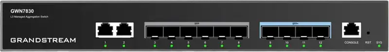 Grandstream GWN7830 Layer 3 Aggregation Managed Switch, 4 x 10G SFP+, 6 x SFP, 2 x Gigabit Ethernet, Rack-mountable, Built-in Management Controller