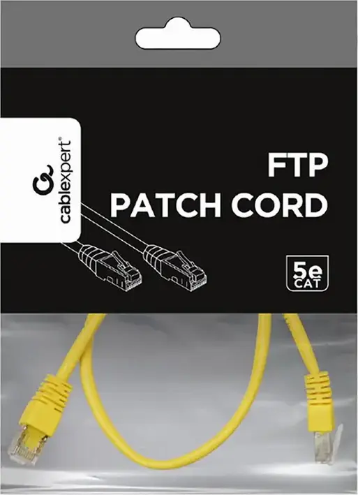 Cablexpert PP22 Cat5e FTP Patch Cord 0.5m Yellow RJ45 Network Cable 100 MHz Gold-plated Contacts