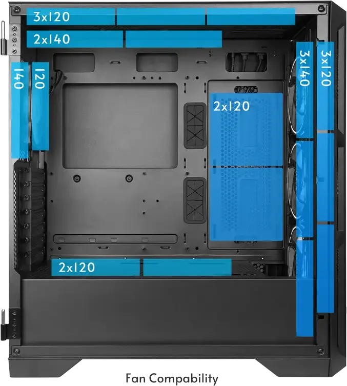 Chieftec APEX Lumo GA-01B-L-OP Midi-Tower Case, Black, Tempered Glass, Mesh Front, 4x 140mm ARGB PWM Fans, E-ATX Support, USB 3.2 Gen2 Type-C