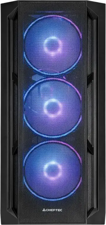 Chieftec APEX Lumo GA-01B-L-OP Midi-Tower Case, Black, Tempered Glass, Mesh Front, 4x 140mm ARGB PWM Fans, E-ATX Support, USB 3.2 Gen2 Type-C