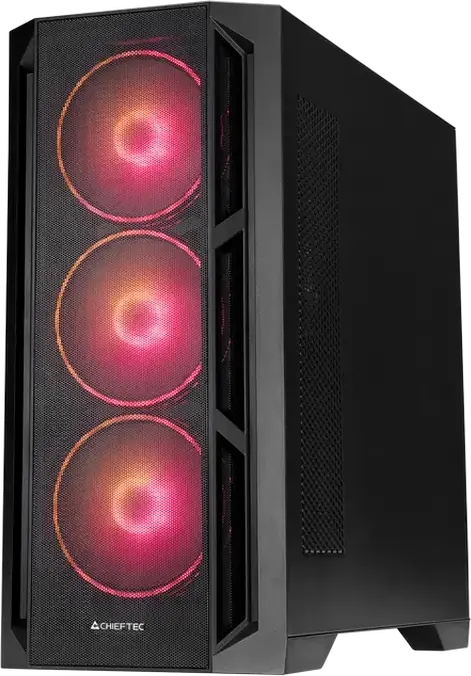Chieftec APEX Lumo GA-01B-L-OP Midi-Tower Case, Black, Tempered Glass, Mesh Front, 4x 140mm ARGB PWM Fans, E-ATX Support, USB 3.2 Gen2 Type-C