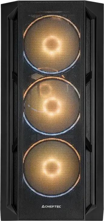 Chieftec APEX Lumo GA-01B-L-OP Midi-Tower Case, Black, Tempered Glass, Mesh Front, 4x 140mm ARGB PWM Fans, E-ATX Support, USB 3.2 Gen2 Type-C