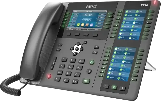 Fanvil X210 High-end Enterprise IP Phone, 20 SIP Lines, 4.3" Color LCD & Dual 3.5" Side Displays, 106 DSS Keys, HD Voice, Bluetooth, Dual Gigabit PoE