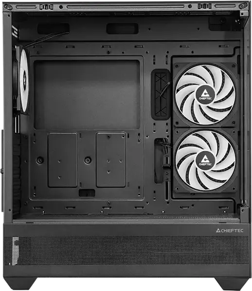 Chieftec Vista GT-01B-OP Midi-Tower PC Case, Black, Tempered Glass Front & Side Panels, 3x 120mm ARGB Fans, ATX/mATX/Mini-ITX, USB Type-C