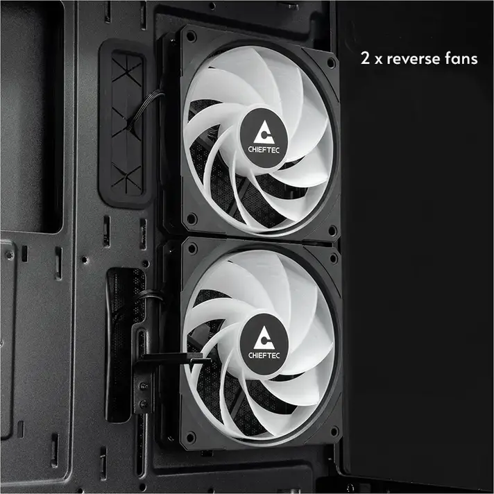 Chieftec Vista GT-01B-OP Midi-Tower PC Case, Black, Tempered Glass Front & Side Panels, 3x 120mm ARGB Fans, ATX/mATX/Mini-ITX, USB Type-C