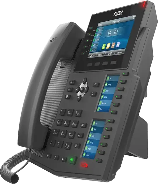 Fanvil X6U Enterprise IP Phone, 20 SIP Lines, 4.3" Color LCD & Dual 2.4" Screens, HD Voice, PoE, Gigabit Ethernet, Bluetooth, Black