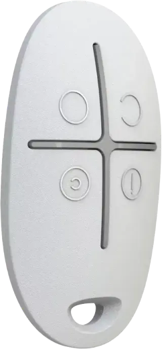 Ajax SpaceControl Miniature Key Fob Panic Button, Jeweller Wireless Protocol, 4 Buttons, Two-Way Communication, 1300m Range, White