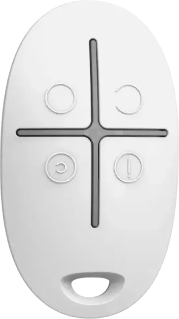 Ajax SpaceControl Miniature Key Fob Panic Button, Jeweller Wireless Protocol, 4 Buttons, Two-Way Communication, 1300m Range, White