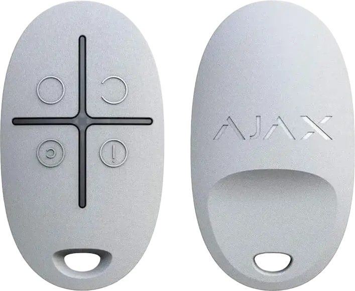 Ajax SpaceControl Miniature Key Fob Panic Button, Jeweller Wireless Protocol, 4 Buttons, Two-Way Communication, 1300m Range, White