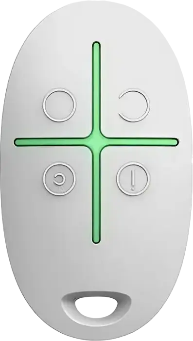 Ajax SpaceControl Miniature Key Fob Panic Button, Jeweller Wireless Protocol, 4 Buttons, Two-Way Communication, 1300m Range, White