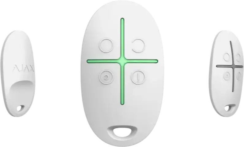 Ajax SpaceControl Miniature Key Fob Panic Button, Jeweller Wireless Protocol, 4 Buttons, Two-Way Communication, 1300m Range, White