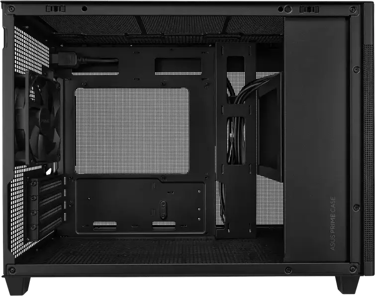 Корпус ASUS Prime AP201 Tempered Glass Edition Mini-Tower, Micro-ATX/Mini-ITX, Сталь и Закаленное Стекло, 33л, Поддержка радиатора 360мм, Черный