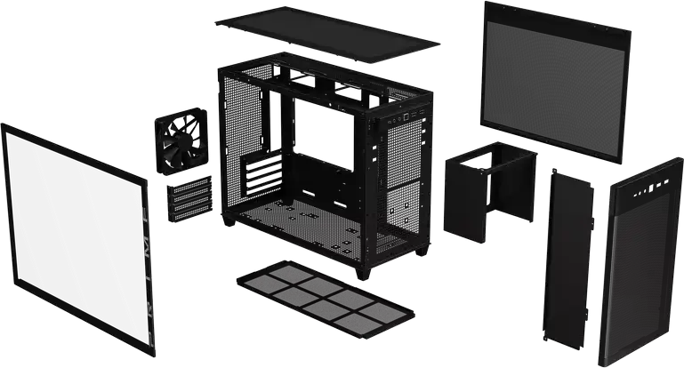 Корпус ASUS Prime AP201 Tempered Glass Edition Mini-Tower, Micro-ATX/Mini-ITX, Сталь и Закаленное Стекло, 33л, Поддержка радиатора 360мм, Черный