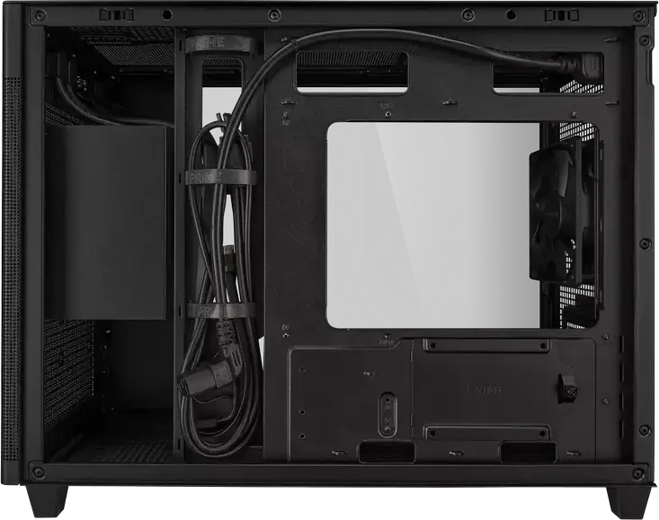 Корпус ASUS Prime AP201 Tempered Glass Edition Mini-Tower, Micro-ATX/Mini-ITX, Сталь и Закаленное Стекло, 33л, Поддержка радиатора 360мм, Черный
