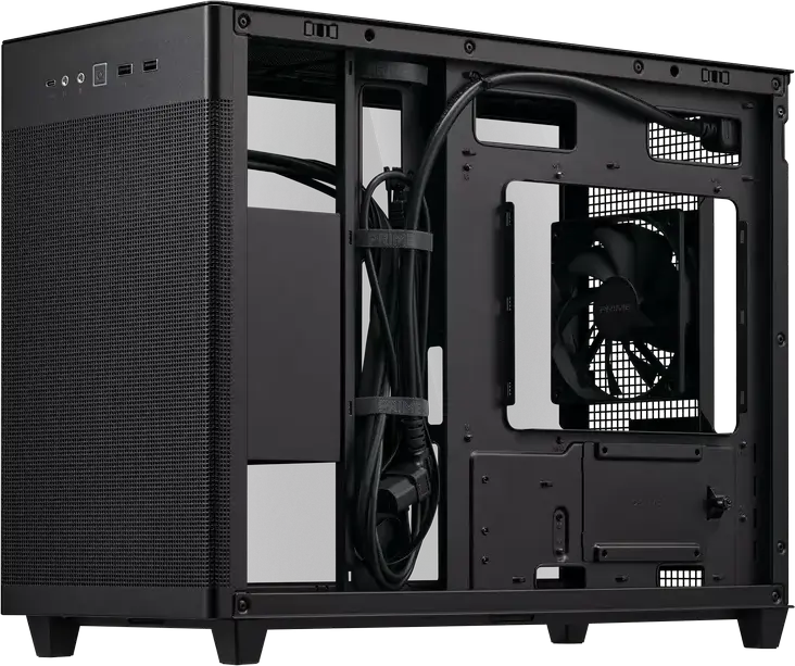 Корпус ASUS Prime AP201 Tempered Glass Edition Mini-Tower, Micro-ATX/Mini-ITX, Сталь и Закаленное Стекло, 33л, Поддержка радиатора 360мм, Черный