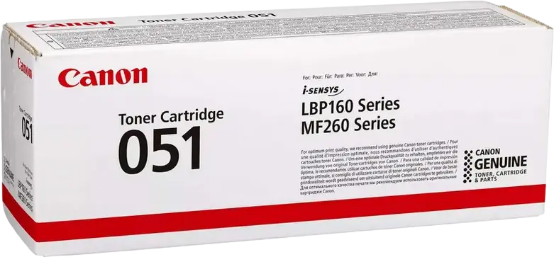 Canon CRG-051 Black Toner Cartridge 2168C002AA for i-SENSYS LBP162dw, MF264dw, MF267dw, MF269dw, LBP160 and MF260 Series, Laser, 1700 Pages Yield