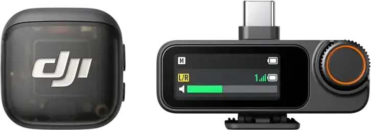 DJI Mic 3 Wireless Microphone System, 1 TX + 1 RX with Charging Case, 32-bit Float Internal Recording, Omnidirectional, 400m Range, Bluetooth 5.4, Black