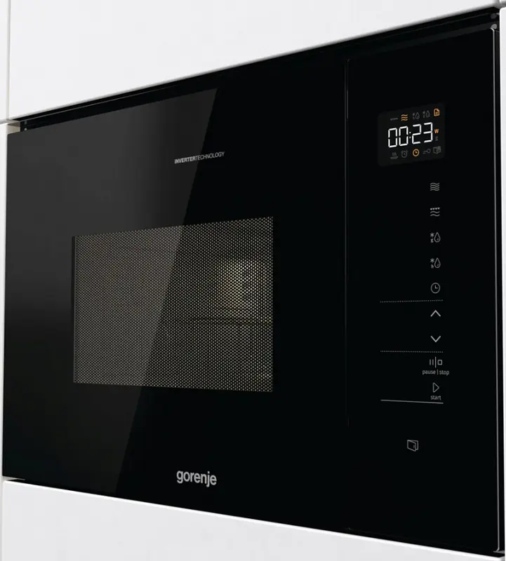 Gorenje BMI 251 SG3BG Built-in Microwave Oven with Grill, 25L, Inverter Technology, Quartz Grill 1200W, Stainless Steel Interior, Black