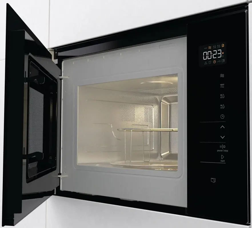 Gorenje BMI 251 SG3BG Built-in Microwave Oven with Grill, 25L, Inverter Technology, Quartz Grill 1200W, Stainless Steel Interior, Black