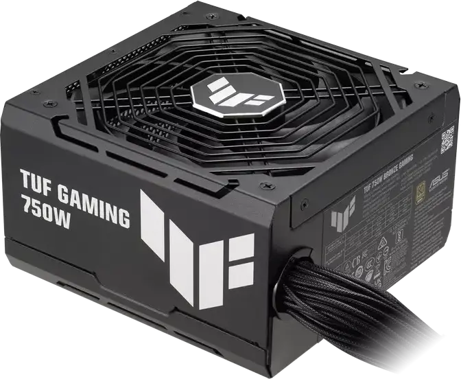 Блок питания ASUS TUF Gaming 750W Bronze, сертификат 80 PLUS Bronze, ATX12V, Active PFC, вентилятор 135 мм, черный, гарантия 6 лет