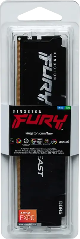 Kingston FURY Beast DDR5 8GB 6000MHz CL30 RAM KF560C30BBE1-8, Intel XMP 3.0, AMD EXPO, Low-Profile Aluminum Heat Spreader, Black