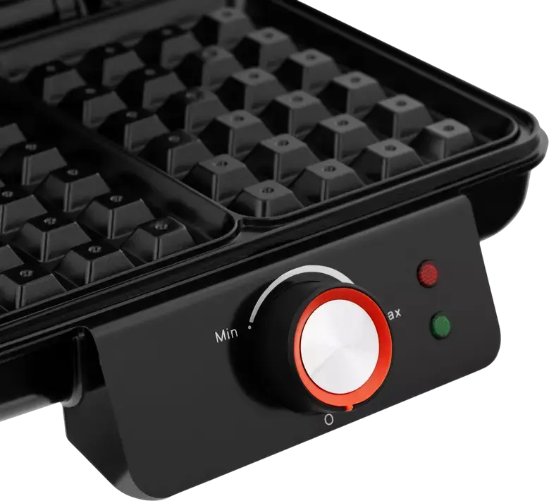 Ardesto SM-L100LWAFFLE Waffle Maker for Thick Rectangular Waffles, 1200W, Non-stick Plates 23x16.8cm, Temperature Control 145-225°C, Black