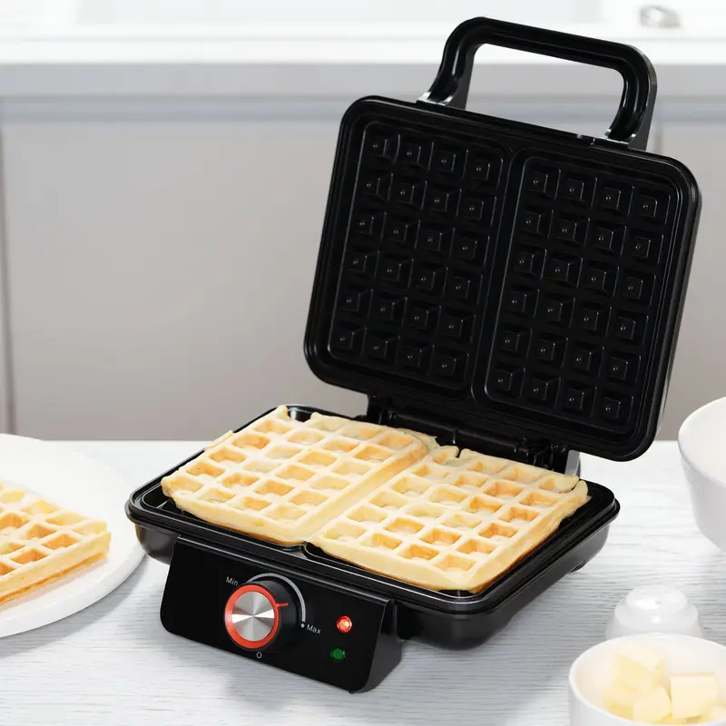 Ardesto SM-L100LWAFFLE Waffle Maker for Thick Rectangular Waffles, 1200W, Non-stick Plates 23x16.8cm, Temperature Control 145-225°C, Black