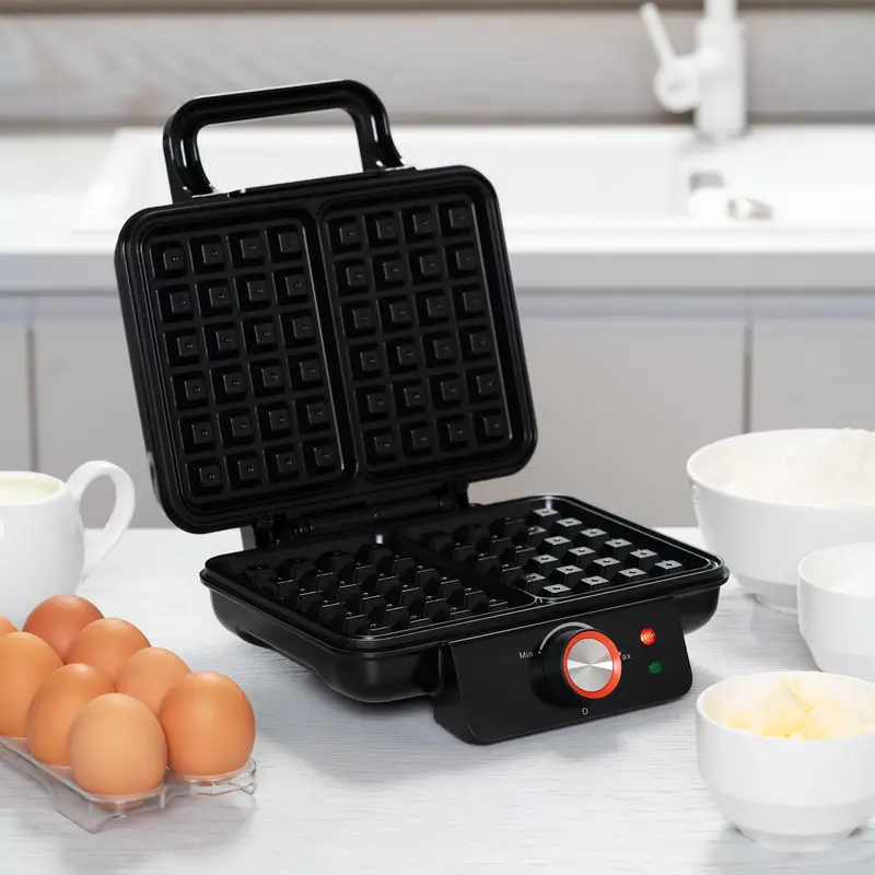 Ardesto SM-L100LWAFFLE Waffle Maker for Thick Rectangular Waffles, 1200W, Non-stick Plates 23x16.8cm, Temperature Control 145-225°C, Black