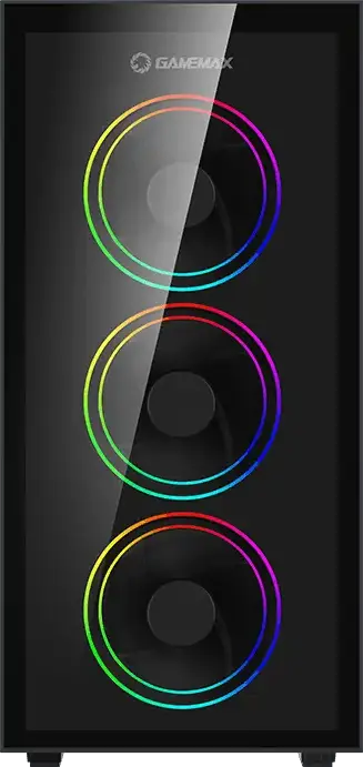 Gamemax Draco XD Midi Tower Gaming Case, Tempered Glass Front and Side Panels, 4x120mm ARGB Fans, E-ATX Support, SPCC Chassis, Black