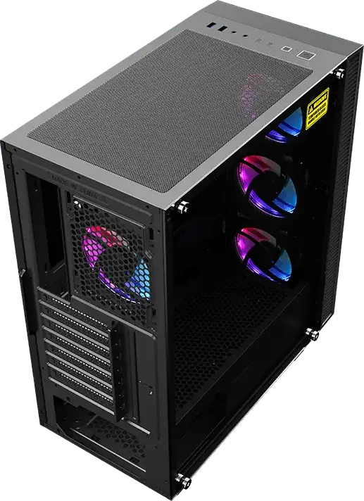 Gamemax Draco XD Midi Tower Gaming Case, Tempered Glass Front and Side Panels, 4x120mm ARGB Fans, E-ATX Support, SPCC Chassis, Black