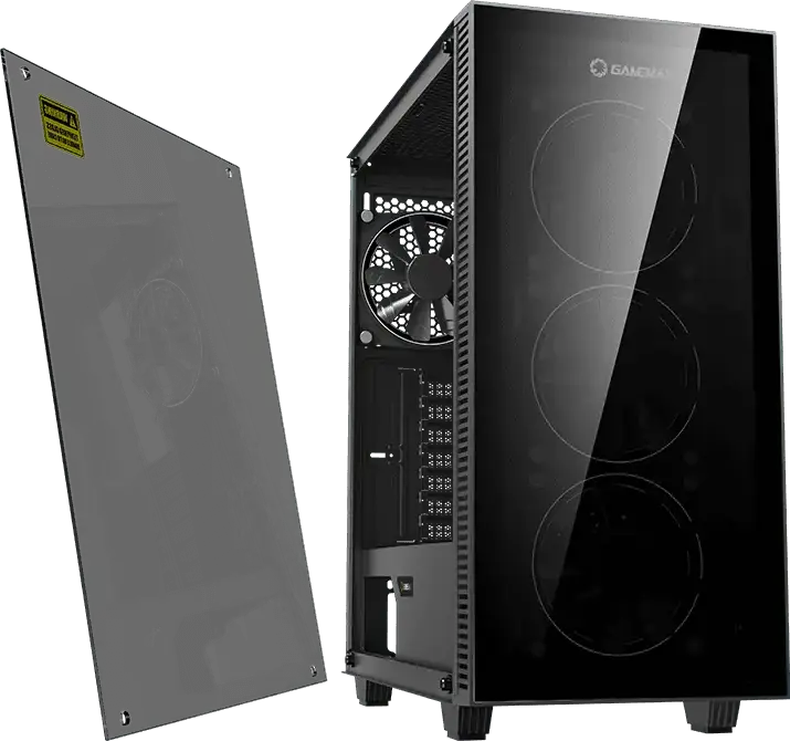 Gamemax Draco XD Midi Tower Gaming Case, Tempered Glass Front and Side Panels, 4x120mm ARGB Fans, E-ATX Support, SPCC Chassis, Black