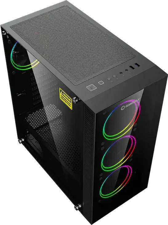 Gamemax Draco XD Midi Tower Gaming Case, Tempered Glass Front and Side Panels, 4x120mm ARGB Fans, E-ATX Support, SPCC Chassis, Black