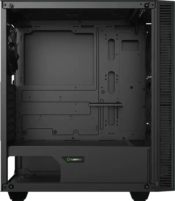 Gamemax Draco XD Midi Tower Gaming Case, Tempered Glass Front and Side Panels, 4x120mm ARGB Fans, E-ATX Support, SPCC Chassis, Black