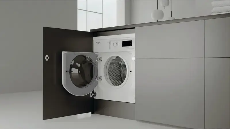 Встраиваемая стиральная машина Whirlpool BI WMWG 81485E EU, загрузка 8 кг, 1400 об/мин, инверторный мотор SenseInverter, FreshCare+, LED-дисплей, Цвет: Белая