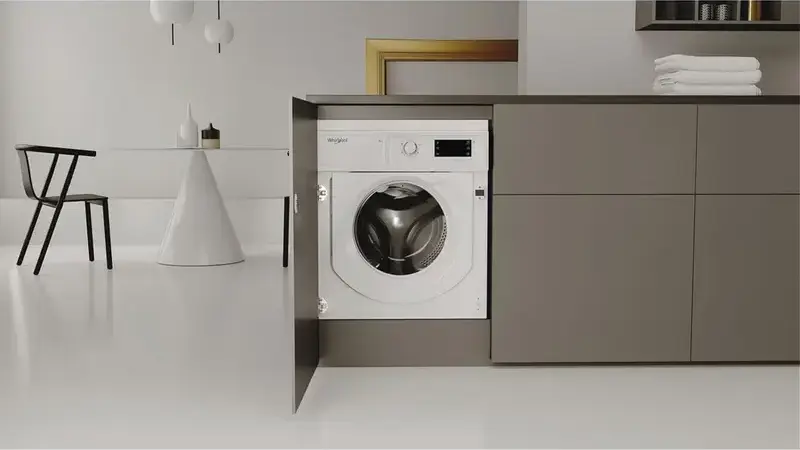 Встраиваемая стиральная машина Whirlpool BI WMWG 81485E EU, загрузка 8 кг, 1400 об/мин, инверторный мотор SenseInverter, FreshCare+, LED-дисплей, Цвет: Белая
