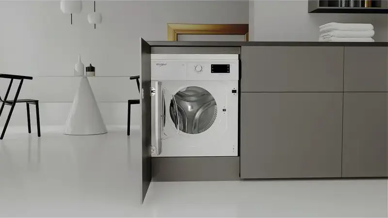 Встраиваемая стиральная машина Whirlpool BI WMWG 81485E EU, загрузка 8 кг, 1400 об/мин, инверторный мотор SenseInverter, FreshCare+, LED-дисплей, Цвет: Белая