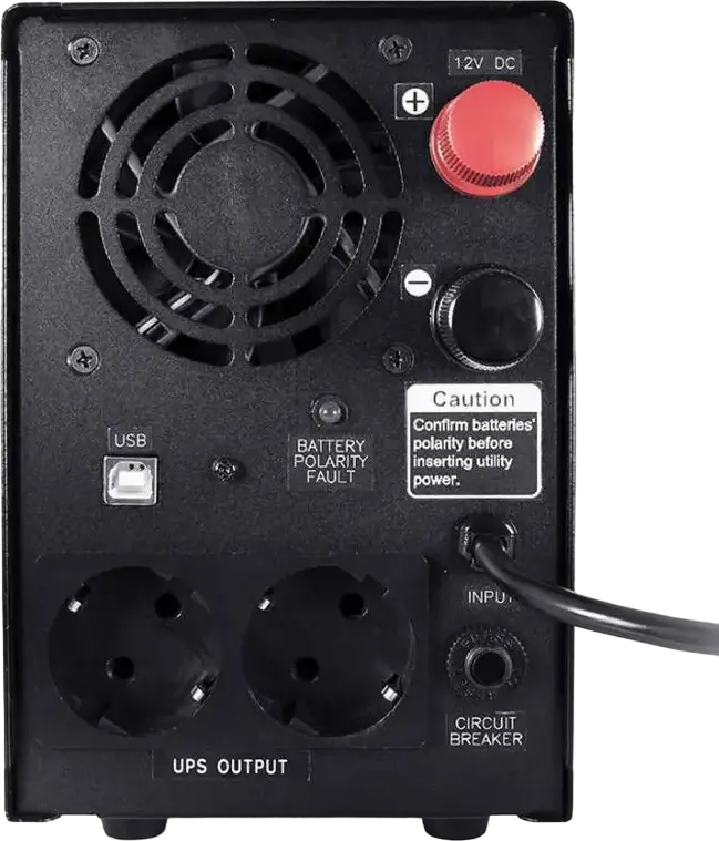 PowerCom Infinity INF-500 Line-Interactive UPS Inverter, 500VA/300W, Pure Sine Wave, External Battery Support, LCD Panel, USB Port, Black