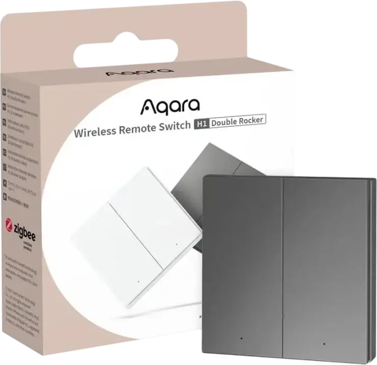 Aqara Wireless Remote Switch H1 Double Rocker WRS-R02 Zigbee 3.0 Smart Switch, Apple HomeKit Support, Multi-function Mode, Grey, 85.8x86x12.5mm