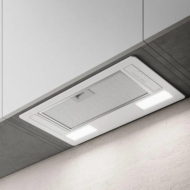 Elica ERA C WH/A/52 Built-in Kitchen Hood, Extraction and Recirculation, 700 m3/h Max Productivity, 3 Speed Settings, 2 LED Lamps, Stainless Steel Case