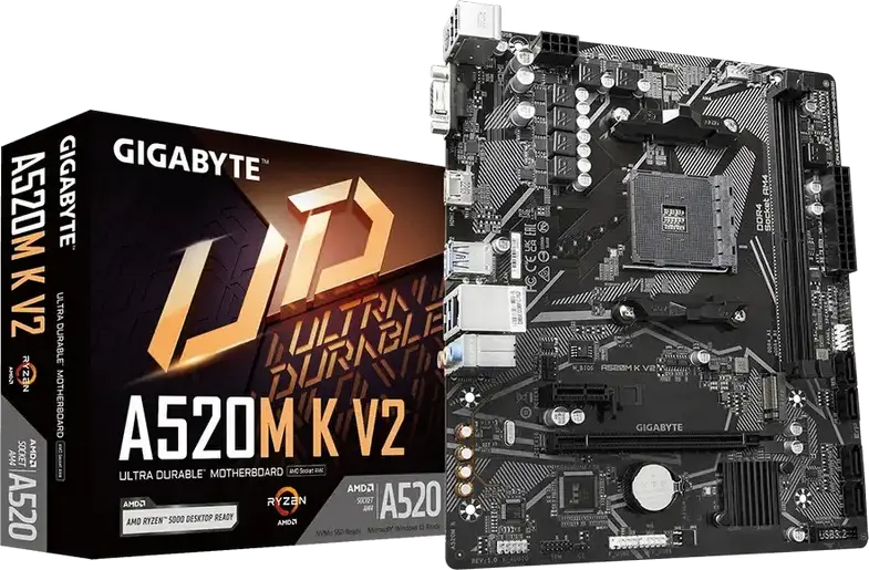 Placa de baza Gigabyte A520M K V2 Micro-ATX, Socket AMD AM4, Chipset A520, DDR4 64GB Dual Channel, M.2 PCIe Gen3, HDMI 2.1, VGA, Gigabit LAN