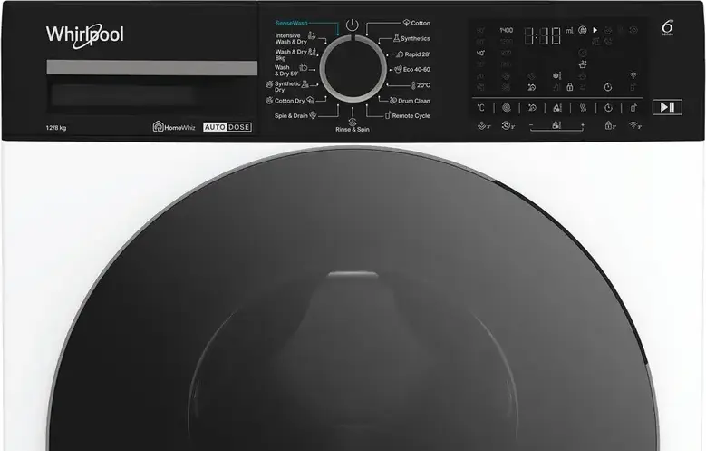Стирально-сушильная машина Whirlpool WPD 2836W ADS EE, стирка 12кг, сушка 8кг, 1400 об/мин, инверторный двигатель, Auto Dose, HomeWhiz, 6th Sense, белая