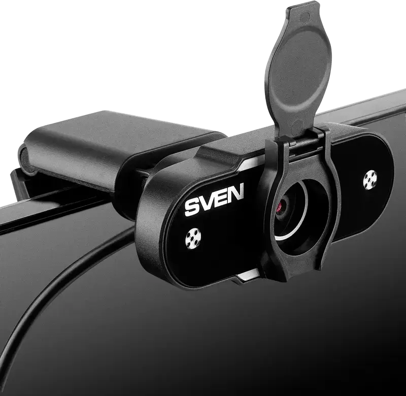SVEN IC-915 HD Webcam 720p, CMOS Sensor, Built-in Microphone, USB Interface, Privacy Shutter, Universal Monitor Clamp, Black