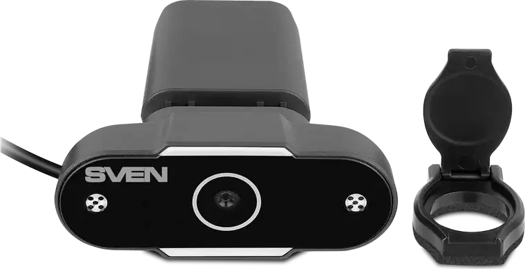 SVEN IC-915 HD Webcam 720p, CMOS Sensor, Built-in Microphone, USB Interface, Privacy Shutter, Universal Monitor Clamp, Black