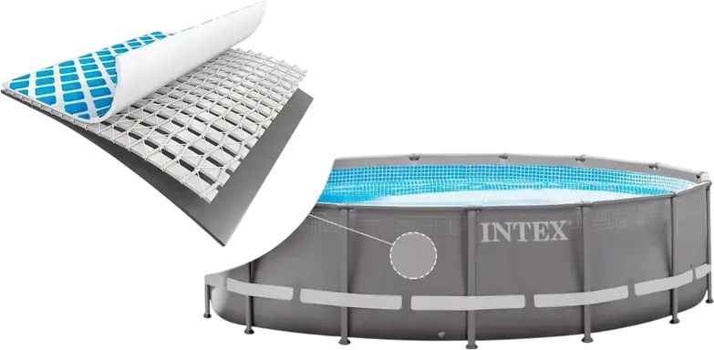Intex Ultra XTR Frame 26340 Round Pool 732x132 cm, Grey, Super-Tough 3-Ply PVC, Easy Lock Steel Frame, Krystal Clear Sand Filter Pump 10500 L/h