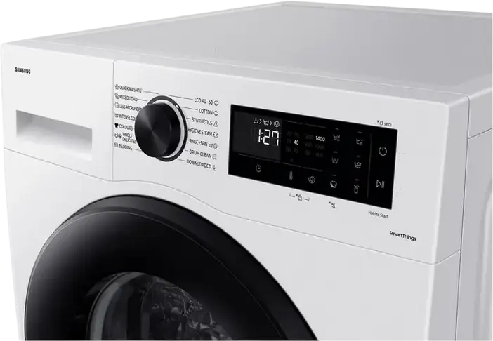 Samsung WW90CGC0EDAELE Front-Load Washing Machine, 9 kg Capacity, Energy Class A, 1400 rpm, Digital Inverter, Hygiene Steam, SmartThings, White/Black
