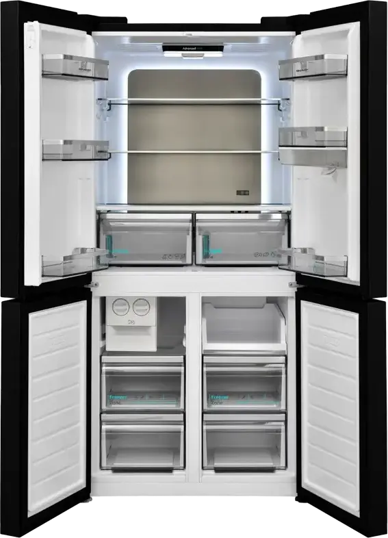 Sharp SJ-NFA35IHDBD-EU Four-Door French Door Refrigerator, 487L Net Volume, NoFrost, Water Dispenser, LED Display, Black, Energy Class D